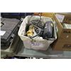 Image 1 : BIN OF ANGLE GRINDERS AND BOX OF CAR AUDIO