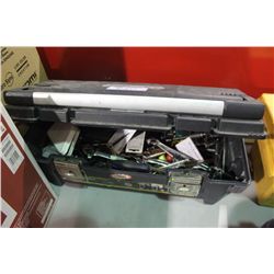 BLACK STANLEY TOOL BOX AND CONTENTS