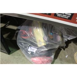 LOT OF CLOTHING, BAGS AND DOLLS