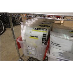 BIN OF KARCHER FLEECE AND PAPER FILTER BAGS