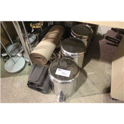 LOT OF OFFICE EQUIPMENT: GARBAGE CANS, FILE