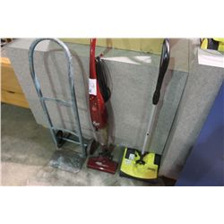 HOOVER VACUUM, KARCHER VACUUM AND 2 WHEEL DOLLY