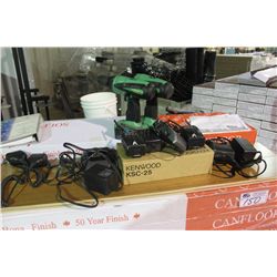 2 WALKIE TALKIES WITH CHARGERS AND 2 HITACHI