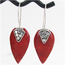 25twc Red Coral Sterling Earrings (JEW-3441)