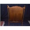 Image 3 : antique oak barley twist fire screen with needlework peacock scene, shows minor wear to bottom SSR