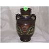 Image 1 : small antique bronze and cloisonne vase with floral scene and elephant handles  7"