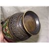 Image 3 : small antique bronze and cloisonne vase with floral scene and elephant handles  7"