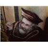 Image 3 : quality hand painting on bowed porcelain of Nostradamus? framed 17 1/2 x 15 1/4  art 10 3/4 x 8 1/2