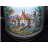 Image 2 : ANTIQUE GRAY GRANITEWARE ENAMELWARE & PEWTER COFFEE POT WITH CASTLE DESIGN  10 1/4