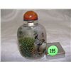 Image 2 : fantastically detailed and colorful inside painted asian snuff bottle of 3 peacocks signed