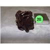 Image 2 : very strange carved ebony wood netsuke of skull with snake and skeleton on top