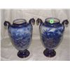 Image 1 : rare 2 piece flow blue handled vases