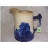 Image 1 : authentic, Old Sleepy Eye White and Cobalt pitcher, as seen, minor hairline, flaking