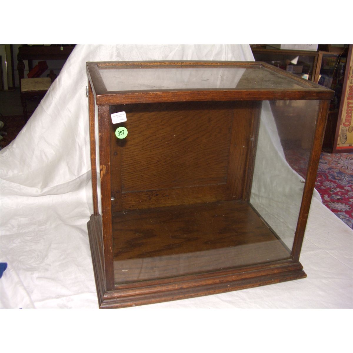 Antique Oak Gen Store Display Cabinet Showcase Counter Top