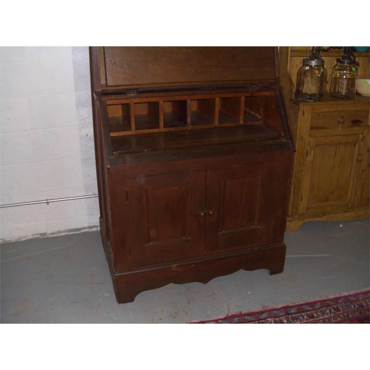 Fabulous Antique Primitive Secretary Hutch With Lift Top Desk Ssr