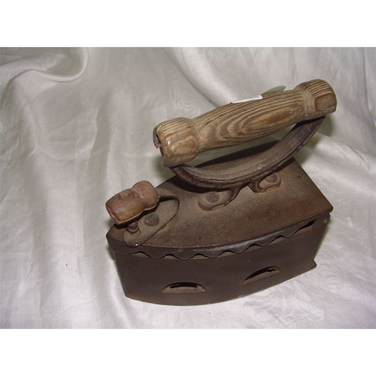 antique iron coal iron with wood handle