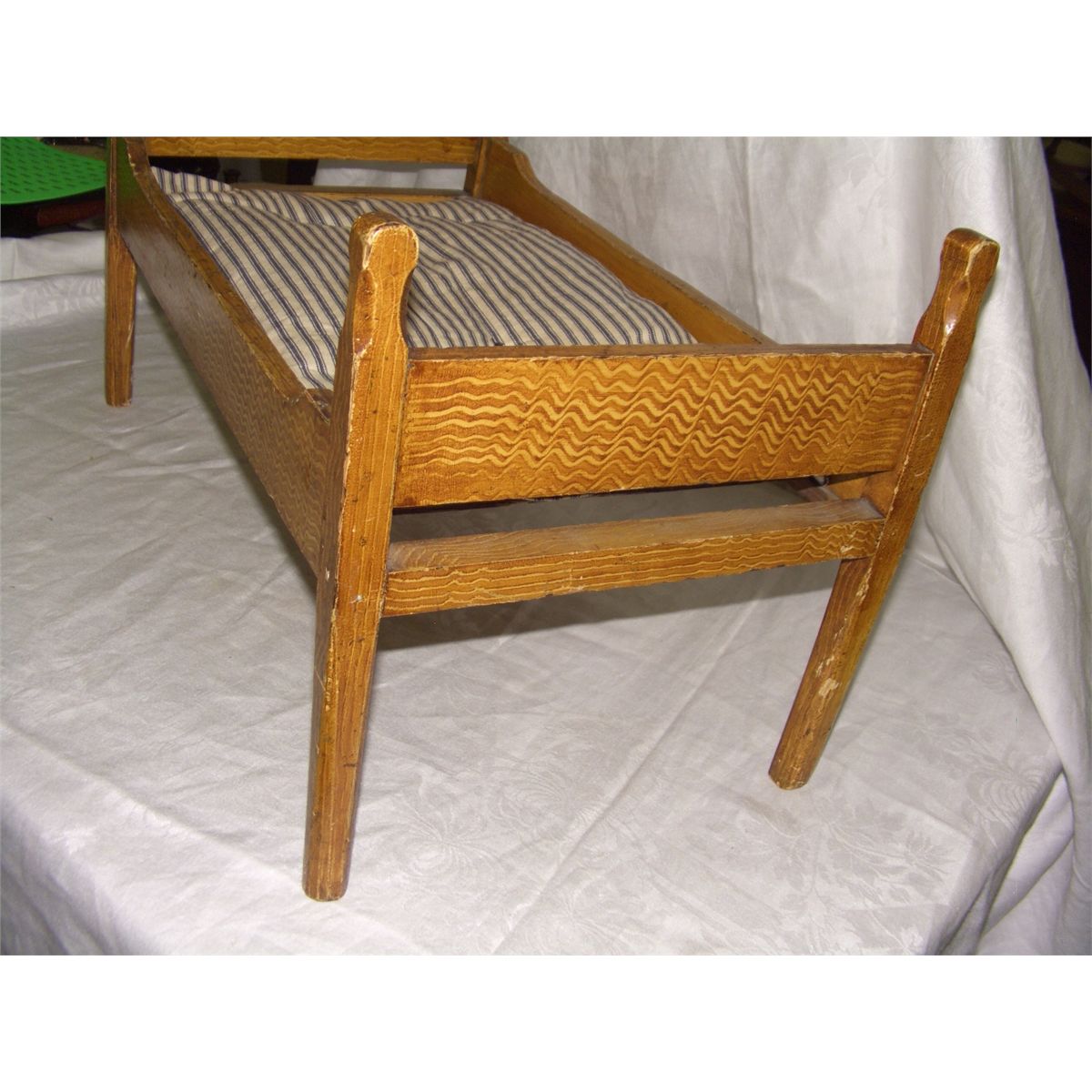 rare antique childs doll bed, early American