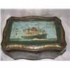 Image 2 : antique tin litho store counter top candy tin, with ship scene