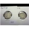 Image 1 : 1907-D & 11-D BARBER DIMES BOTH (VERY GOOD+)