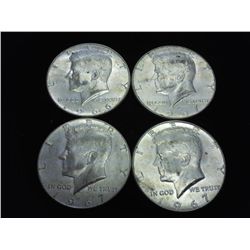4-ASSORTED 40% KENNEDY HALF DOLLARS
