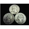 Image 1 : 3-ASSORTED 1940'S WASHINGTON SILVER QUARTERS