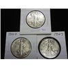 Image 1 : 1942,45-D & 47 WALKING LIBERTY HALF DOLLARS