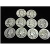 10 ASSORTED 1940'S WASHINGTON SILVER QUARTER