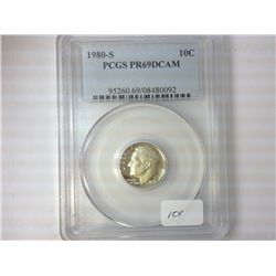 1980-S ROOSEVELT DIME PCGS PR69 DCAM