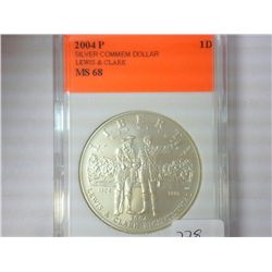2004-P LEWIS & CLARK SILVER DOLLAR MS68