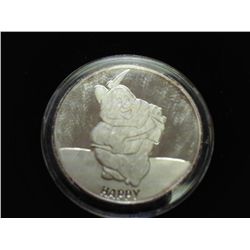 1 TROY OZ .999 FINE SILVER ROUND "HAPPY" PF