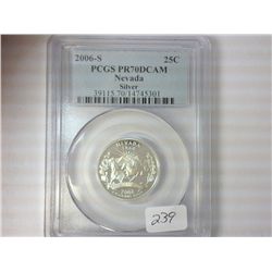 2006-S SILVER NEVADA QUARTER PCGS PR70 DCAM