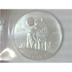 2006 CANADA SILVER ONE DOLLAR WOLF 1/2 FINE SILVER
