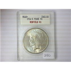 REDFIELD 1926-S PEACE SILVER $ BLANCHARD MS60+