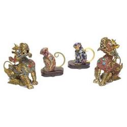 Art Asian Art  Hollow Brass Figurines. A pair