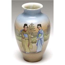 Art Asian Art  Hand painted Japanese Vase. 7.
