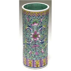 Art Asian Art  Chinese Cylinder Vase. 11x4.75