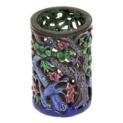 Art Asian Art  Openwork Ceramic Cylindrical V