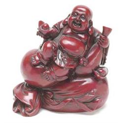 Art Asian Art  Laughing Buddha (6.5x6x4") red