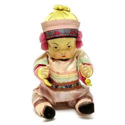 Art Asian Art  Chinese Doll. 10" paper mache 