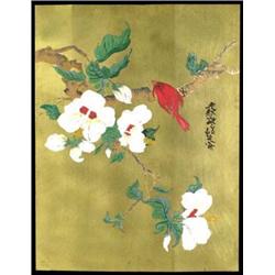 Art Asian Art  Painting on Brass Sheet. Heavy