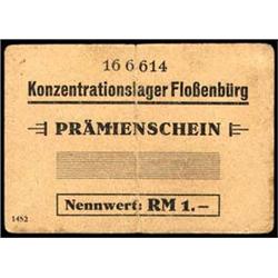 JUDAICA Flossenburg  RM 1.- Pramienschein (Pr