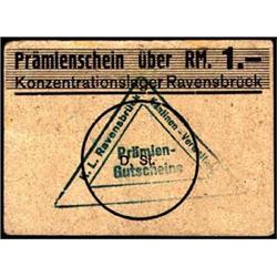 JUDAICA Ravensbruck  RM 1.- Pramienschein (Pr