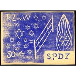 JUDAICA Warsaw Ghetto   Blue Woodblock Curren