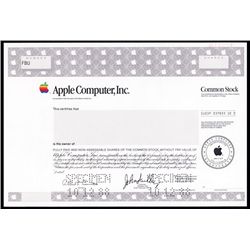 Apple Computer Inc. Specimen Stock With Sculley Facsimile Signature ...