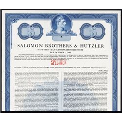Salomon Brothers & Hutzler Specimen Bond.