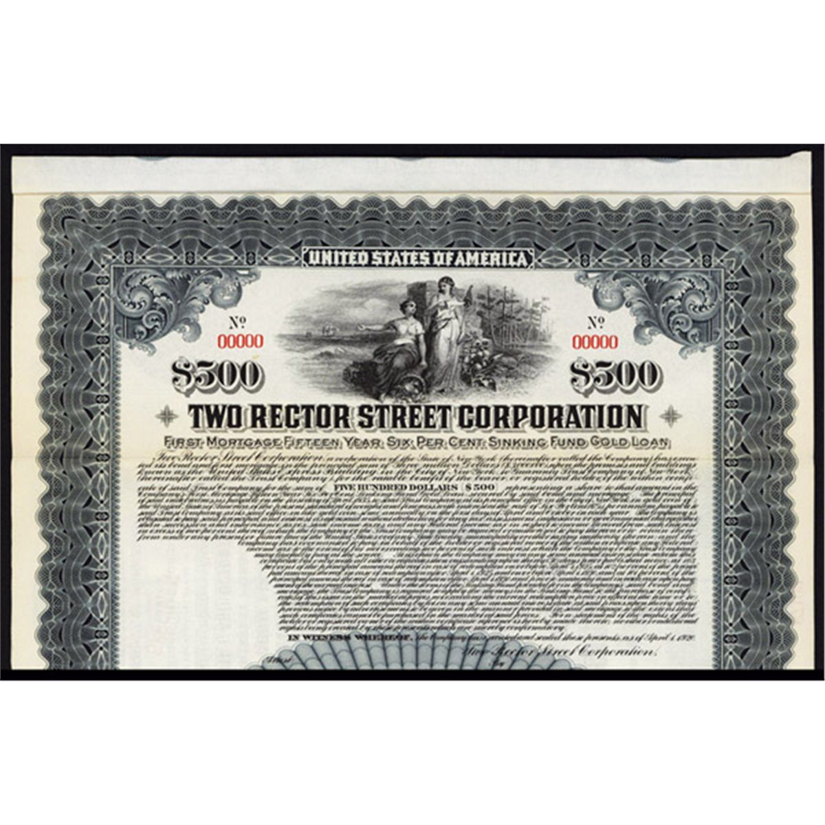 Two Rector Street Corp. Specimen Bond - R.M. Smythe Old Offices ...