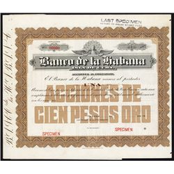 El Banco Espanol, de la Isla de Cuba Specimen Stock.