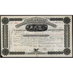 Hukill Gold & Silver Mining Co., 1880, Spanish Bar, Clear Creek Stock.