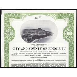 City and County of Honolulu Specimen Bond.