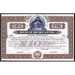 Banco Mercantil Specimen Bond.
